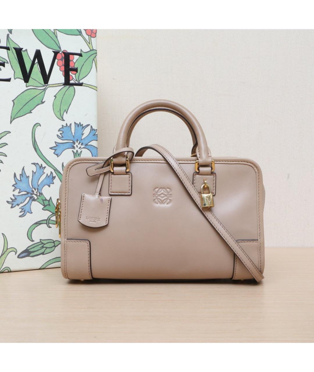 LOEWE Бежевая кожаная сумка через плечо, фото 2