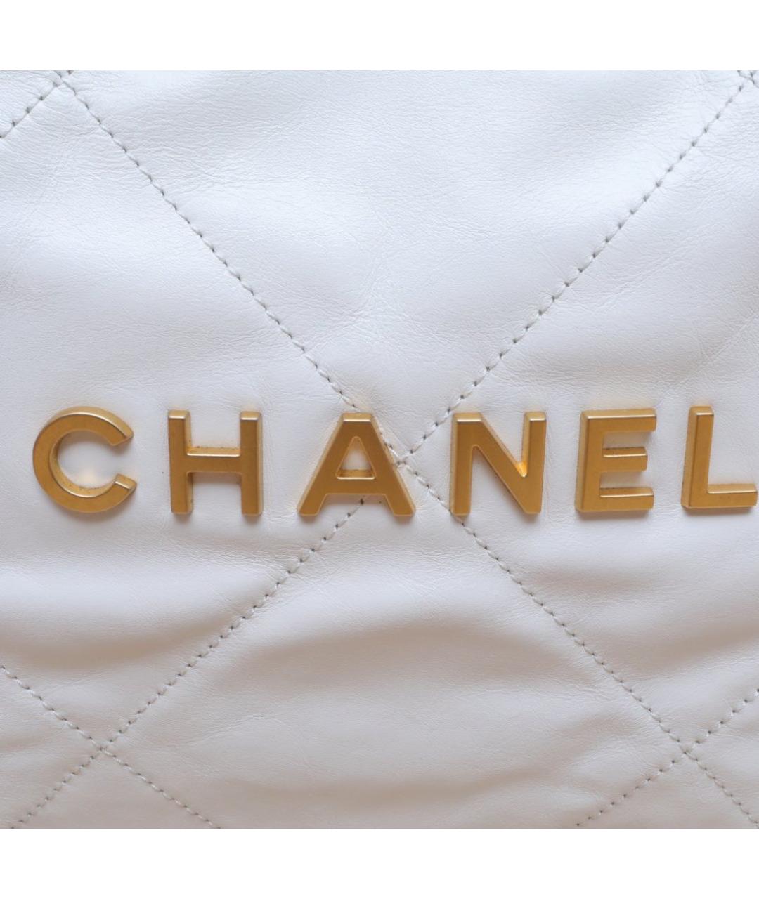 CHANEL Белая кожаная сумка тоут, фото 8