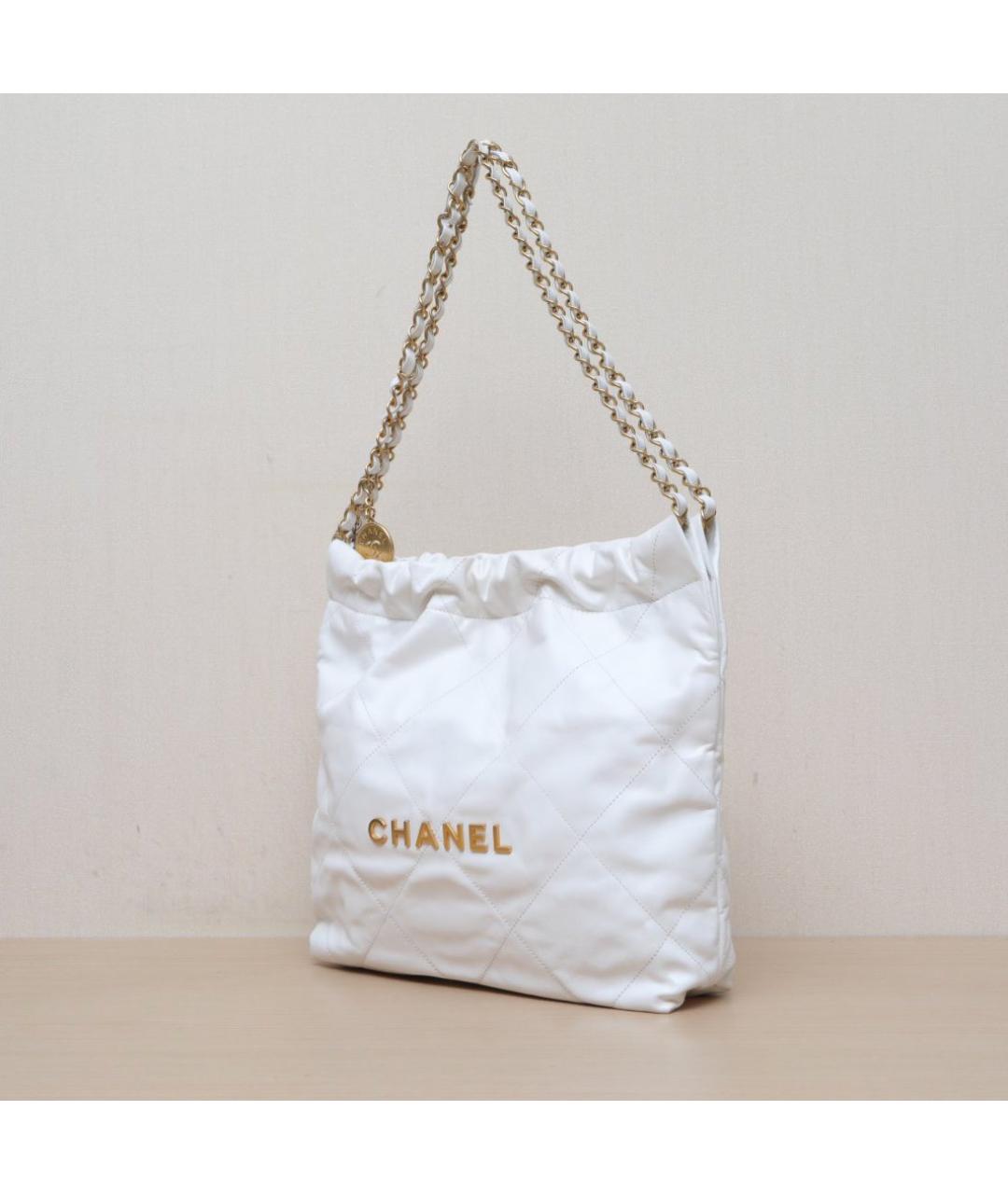 CHANEL Белая кожаная сумка тоут, фото 4