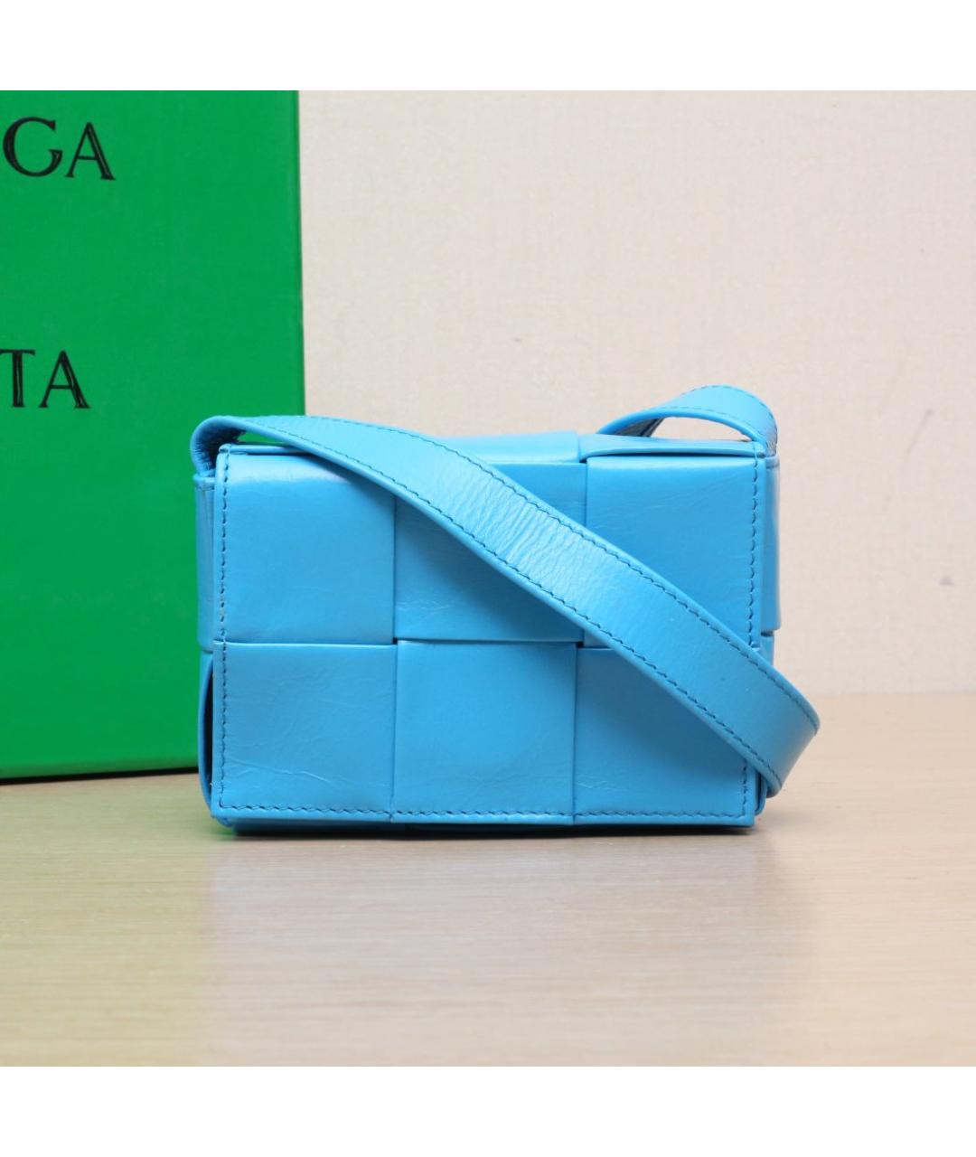 BOTTEGA VENETA Голубая кожаная сумка через плечо, фото 2