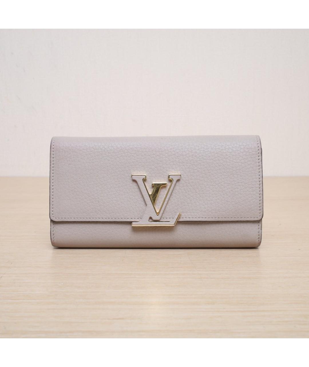 LOUIS VUITTON Серый кожаный кошелек, фото 3