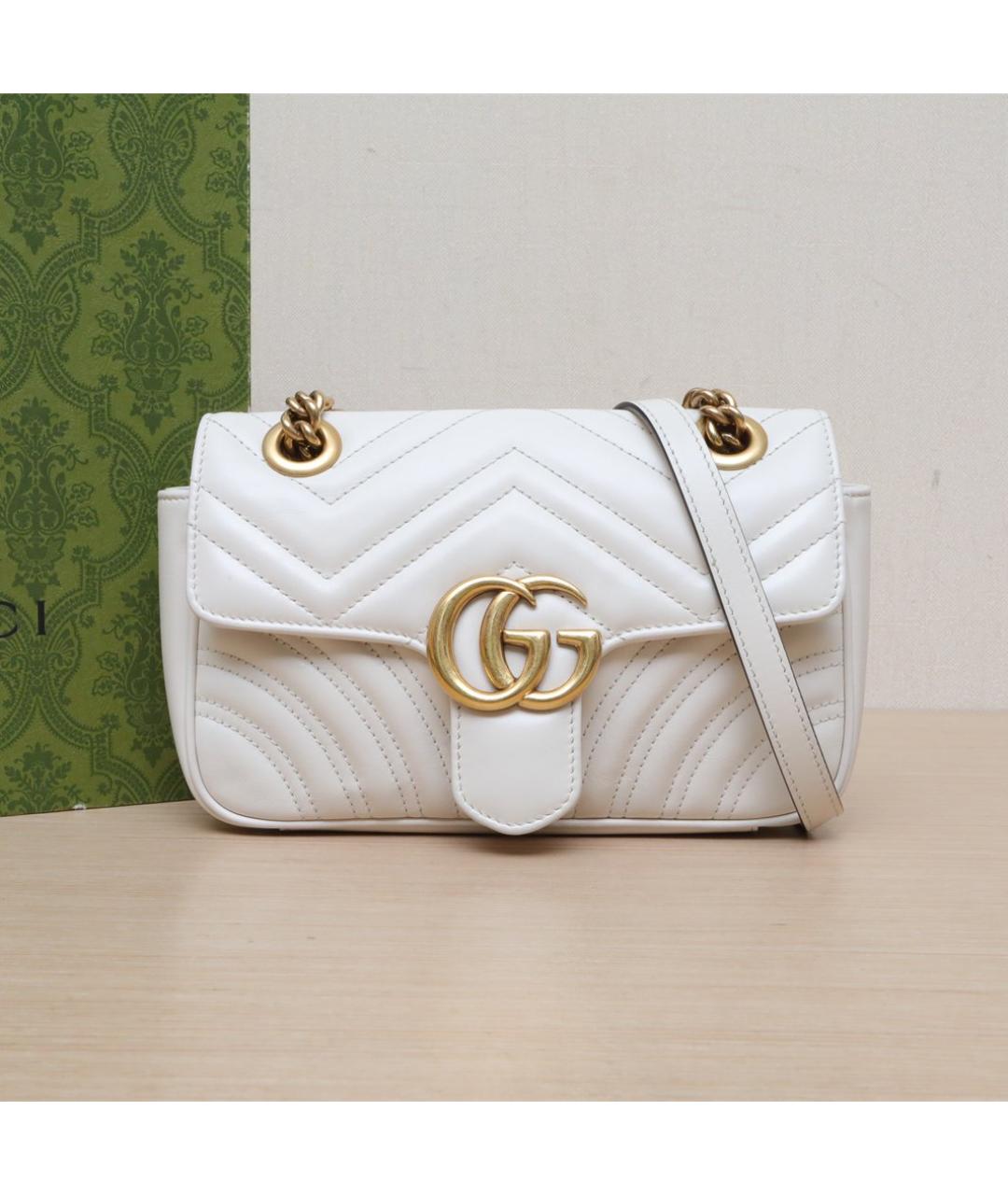 GUCCI Белая кожаная сумка через плечо, фото 2