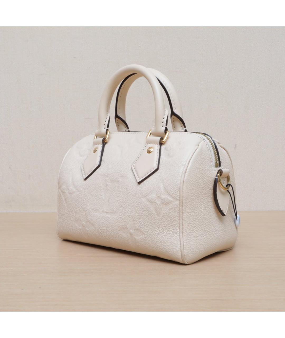 LOUIS VUITTON Бежевая кожаная сумка с короткими ручками, фото 4