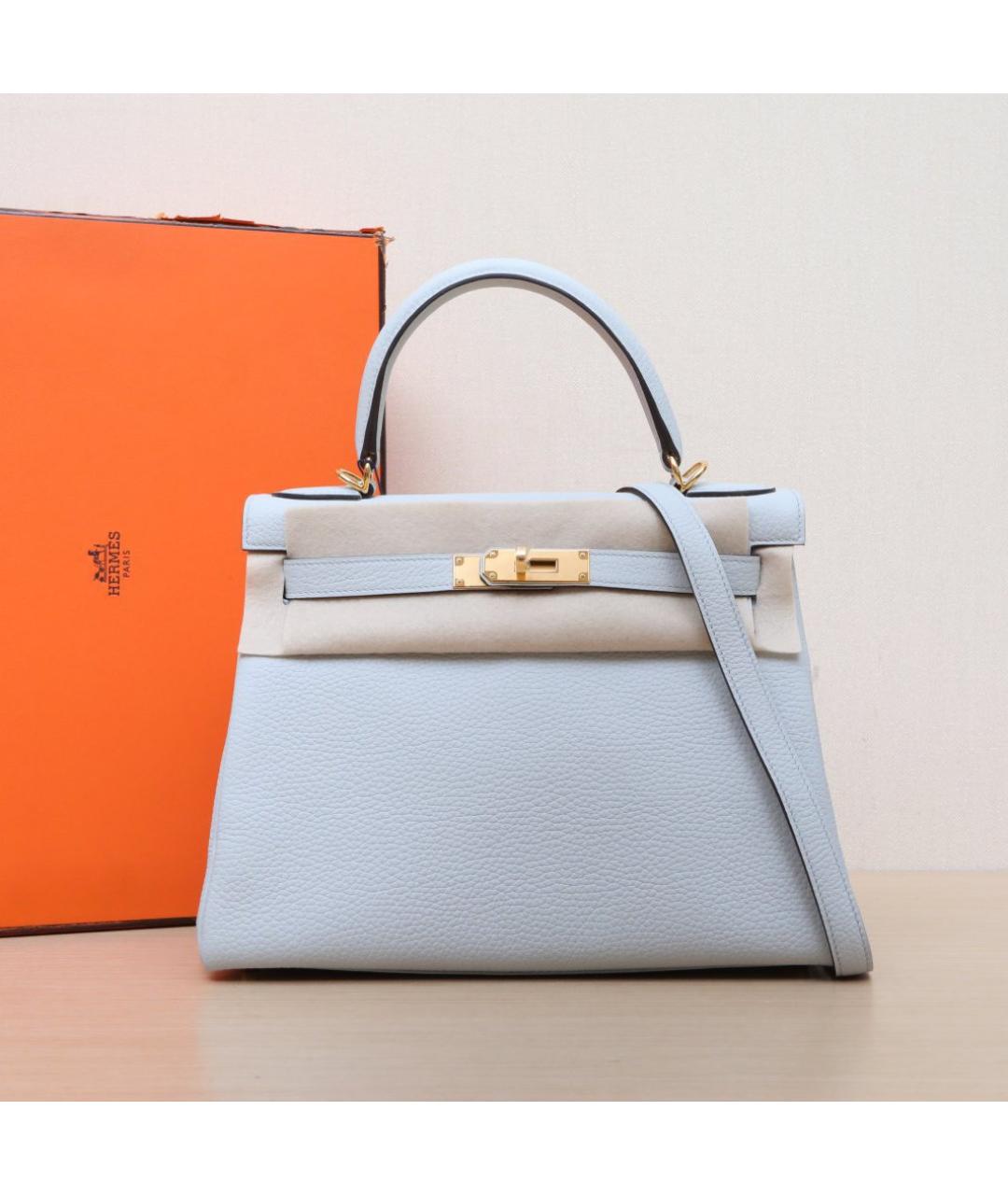 HERMES Голубая кожаная сумка через плечо, фото 2
