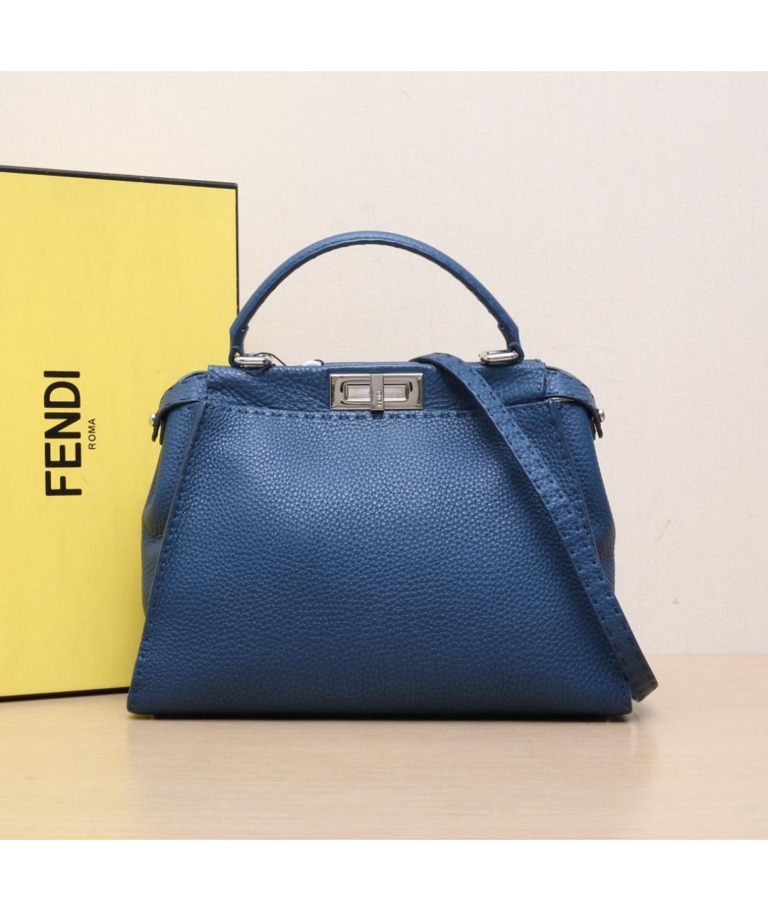 FENDI Синяя кожаная сумка через плечо, фото 2