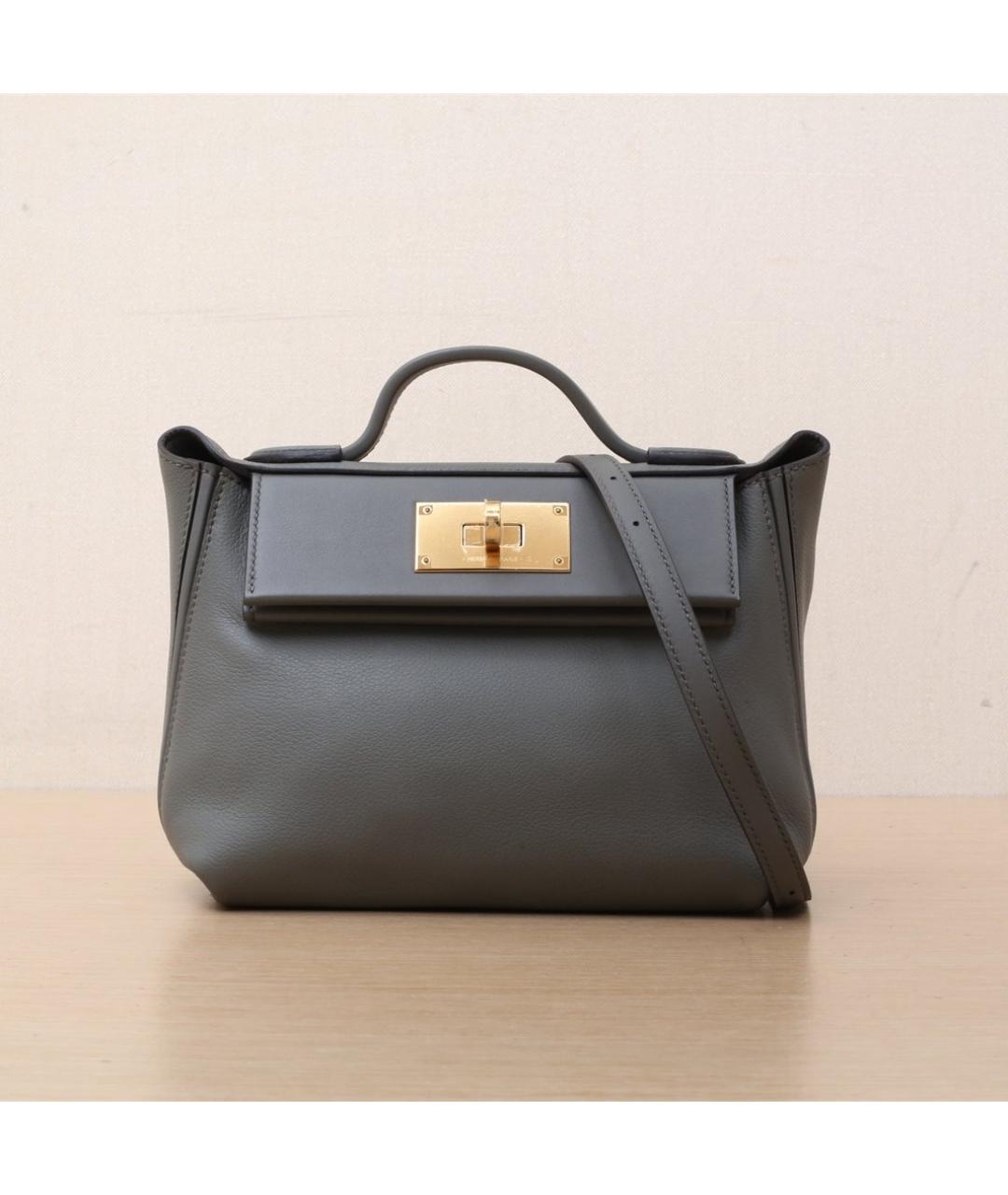 HERMES Антрацитовая кожаная сумка через плечо, фото 3