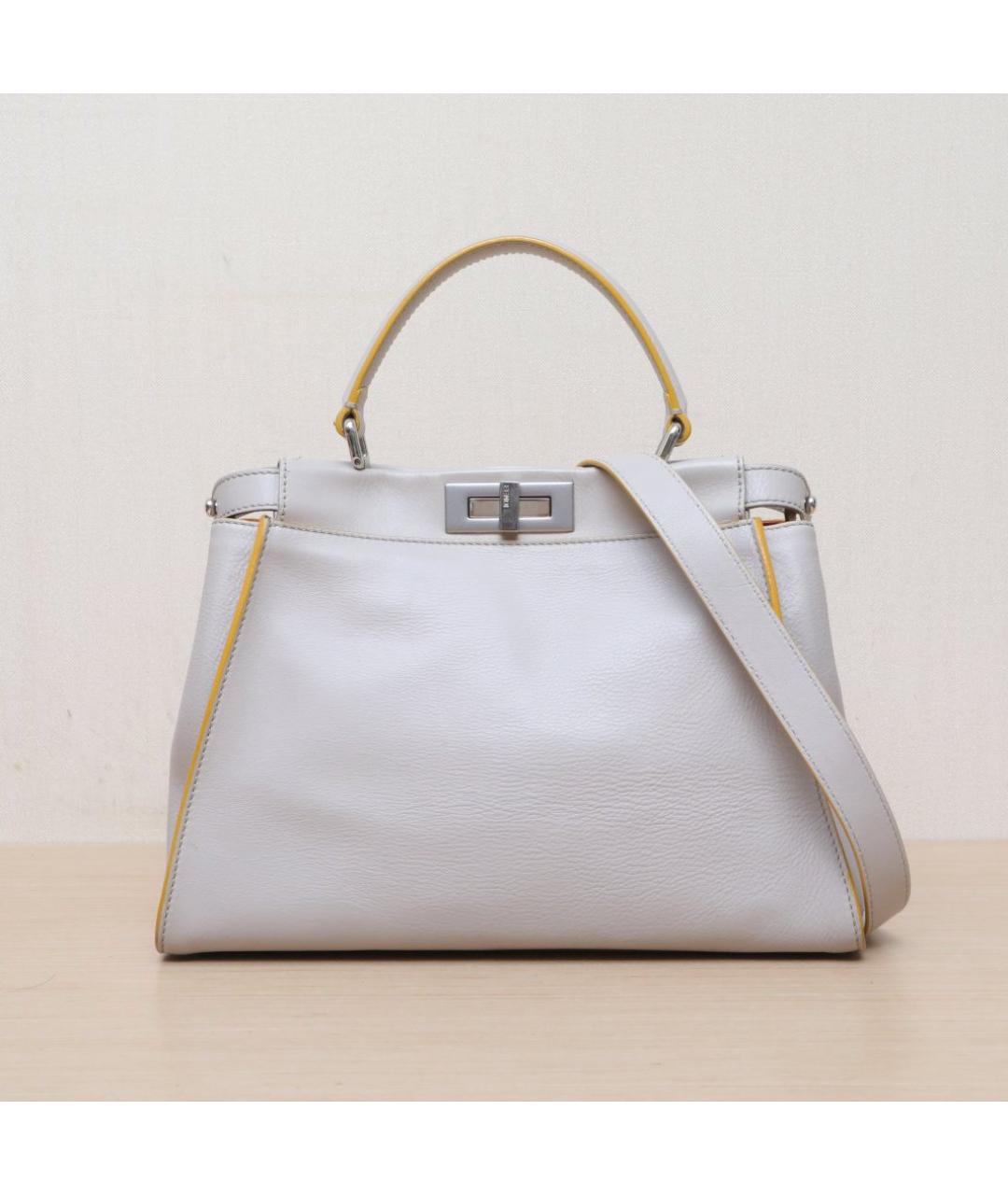 FENDI Белая кожаная сумка через плечо, фото 3