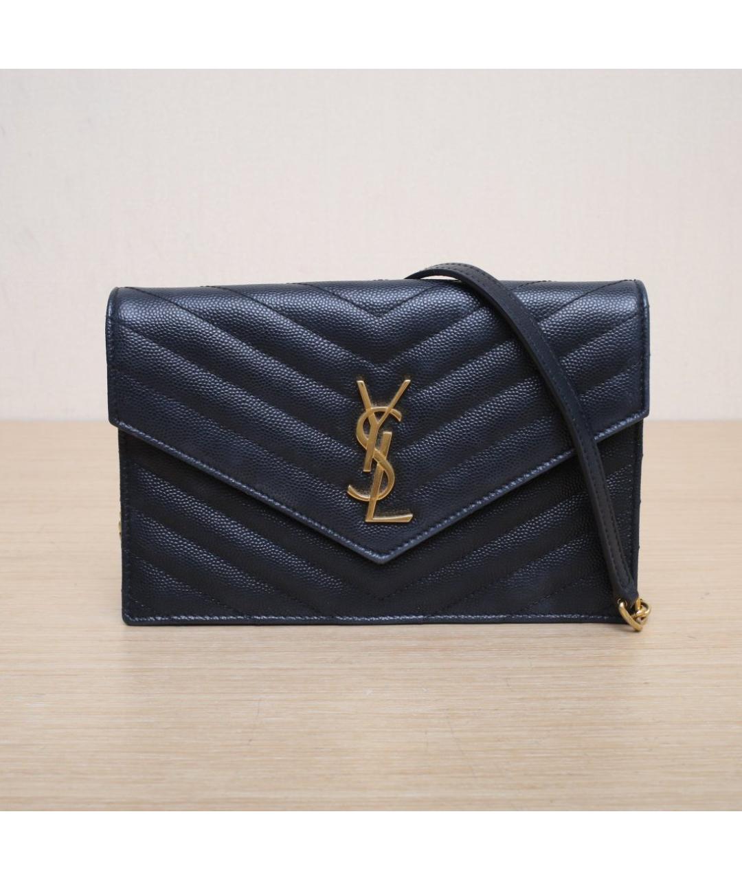 SAINT LAURENT Черная кожаная сумка через плечо, фото 3