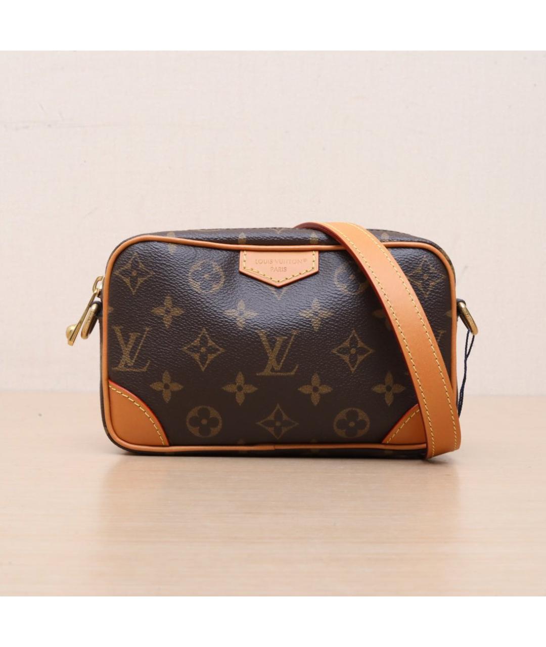 LOUIS VUITTON Коричневая кожаная сумка через плечо, фото 3