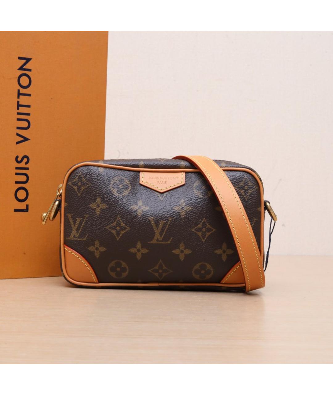 LOUIS VUITTON Коричневая кожаная сумка через плечо, фото 2