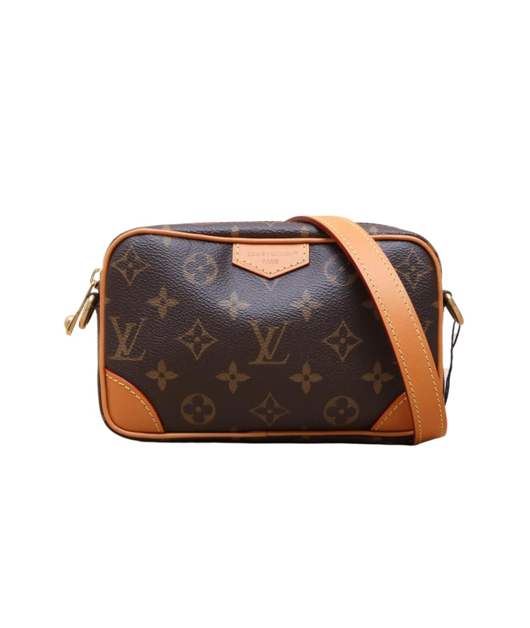 LOUIS VUITTON Коричневая кожаная сумка через плечо, фото 10