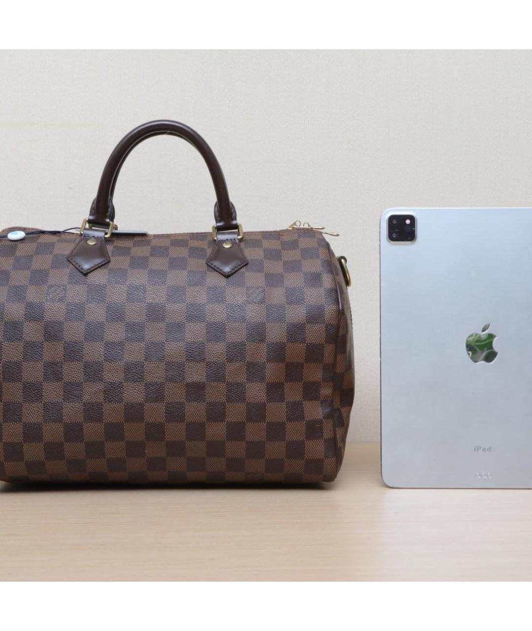 LOUIS VUITTON Коричневая кожаная сумка через плечо, фото 7