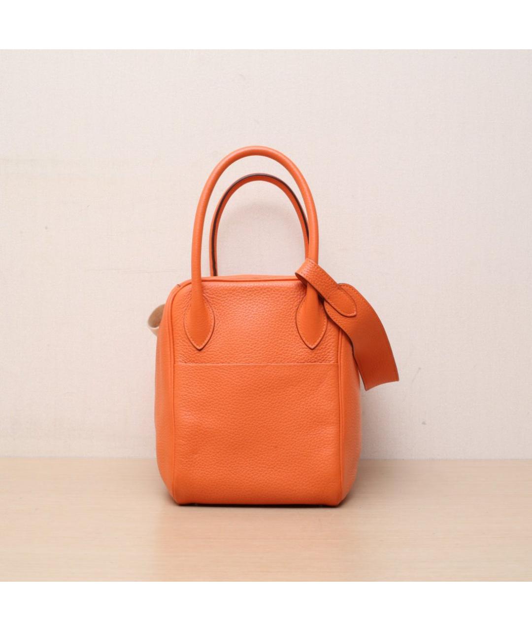 HERMES Оранжевая кожаная сумка тоут, фото 5