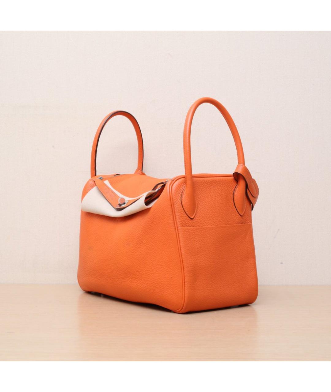 HERMES Оранжевая кожаная сумка тоут, фото 4