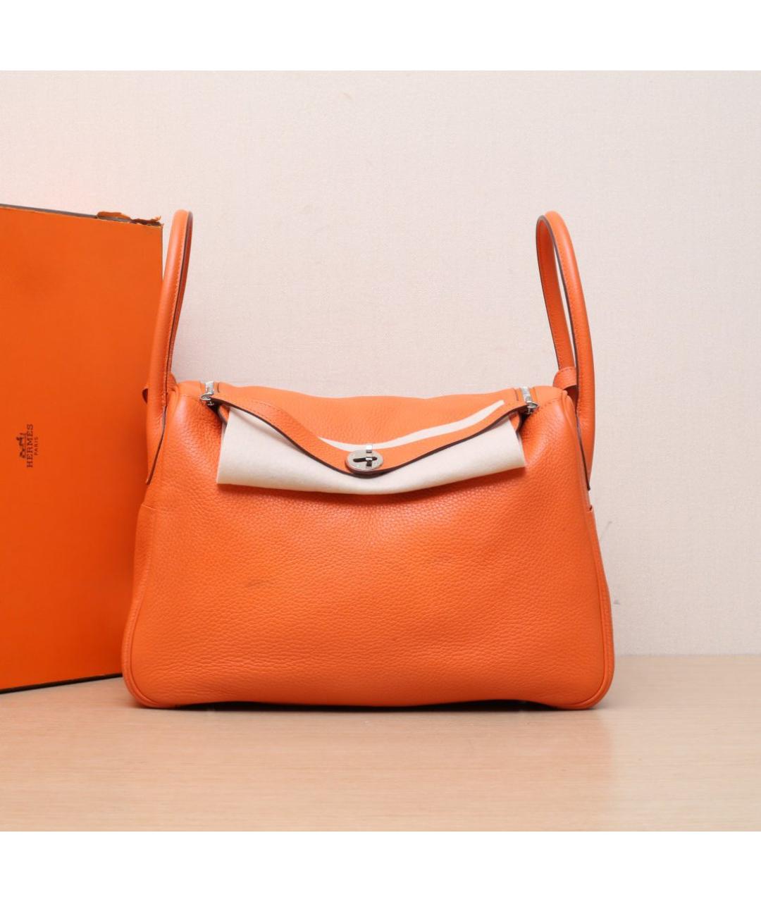 HERMES Оранжевая кожаная сумка тоут, фото 2