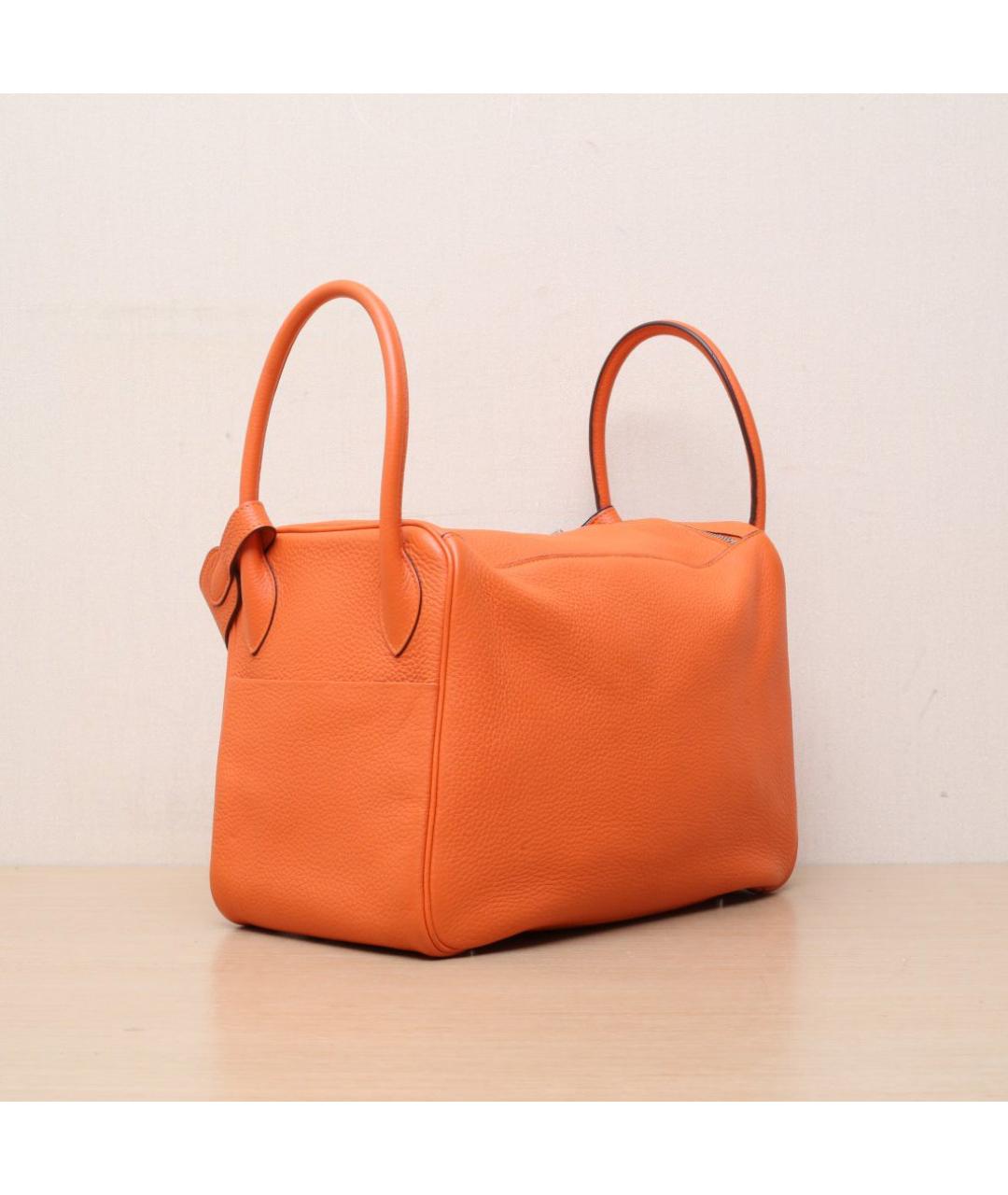 HERMES Оранжевая кожаная сумка тоут, фото 6