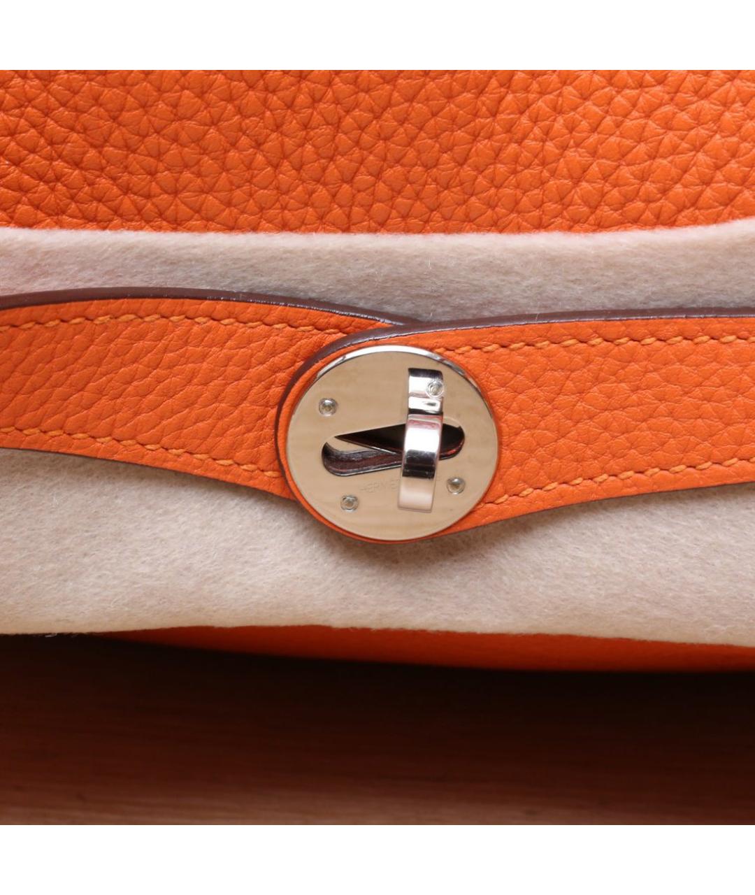 HERMES Оранжевая кожаная сумка тоут, фото 8