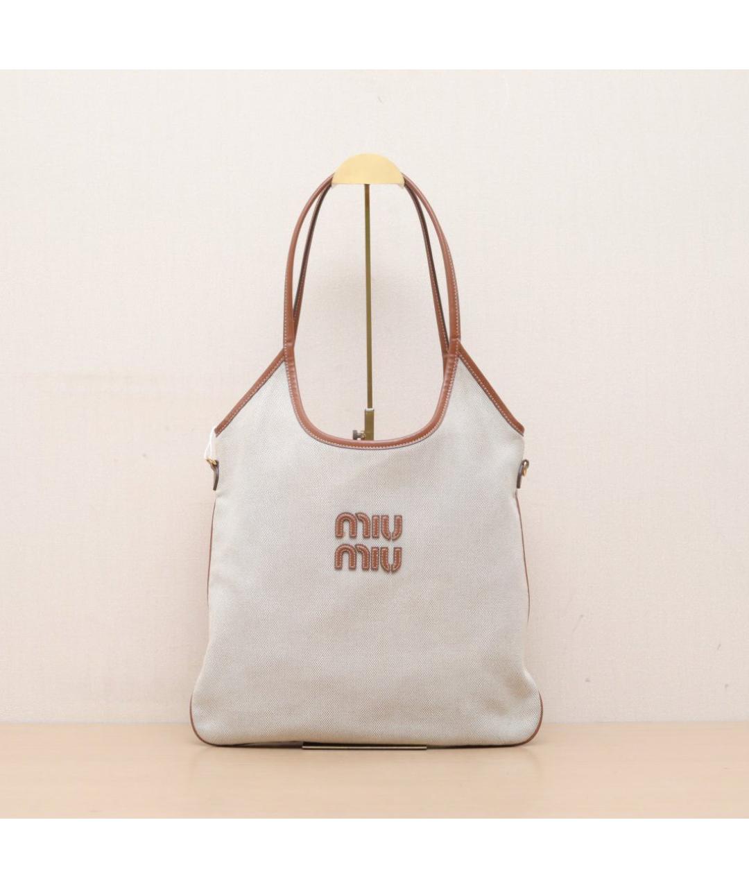 MIU MIU Белая тканевая сумка через плечо, фото 2