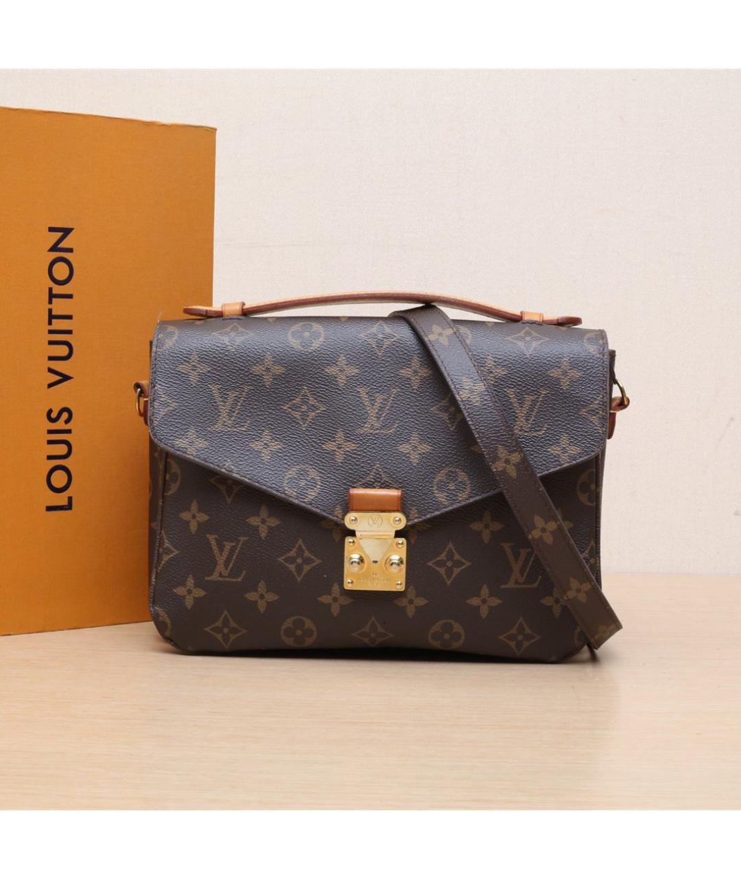 LOUIS VUITTON Коричневая кожаная сумка через плечо, фото 2