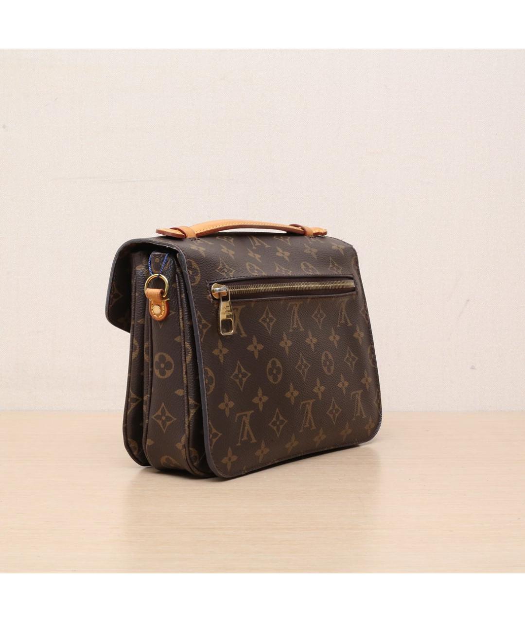 LOUIS VUITTON Коричневая кожаная сумка через плечо, фото 6
