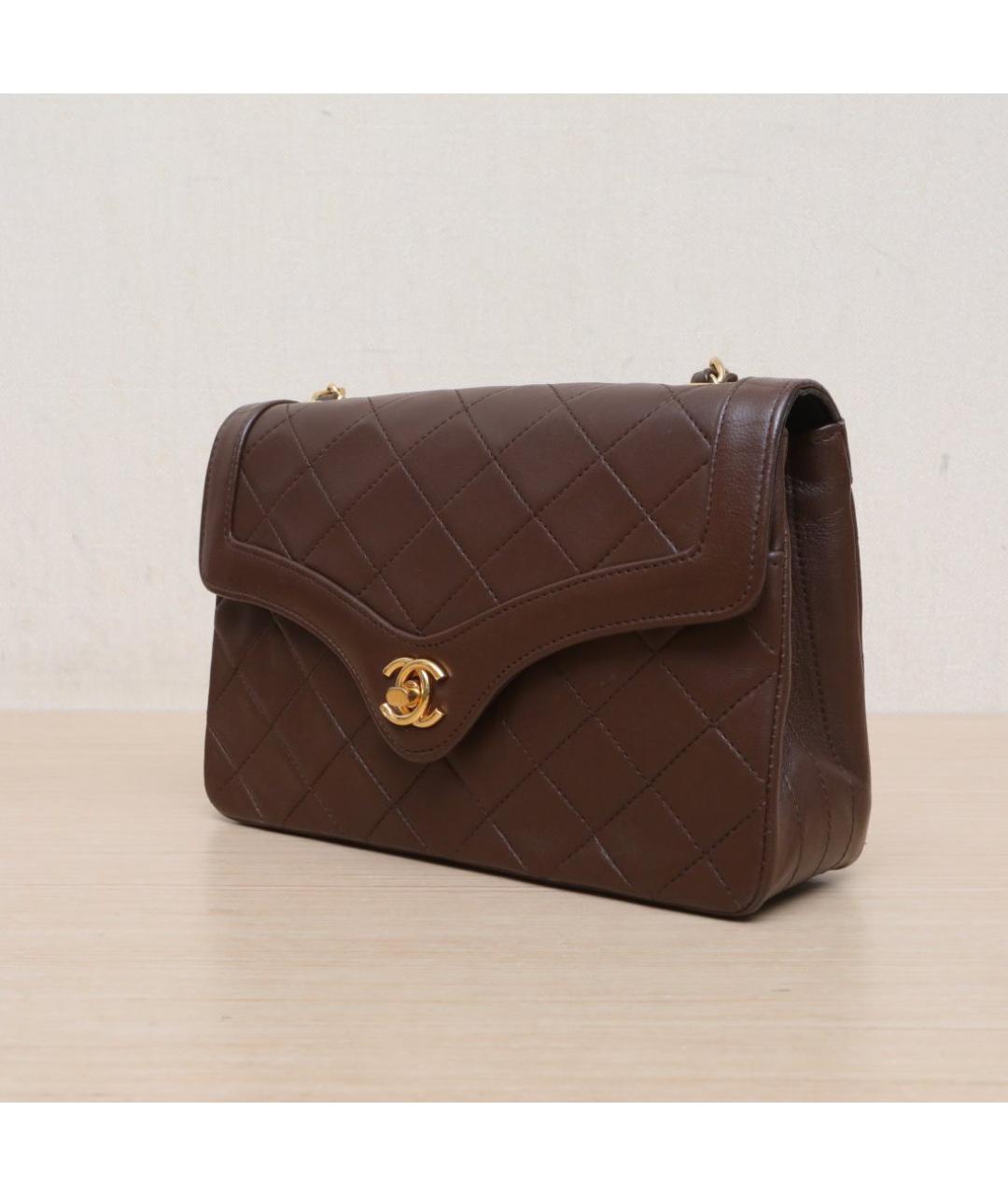CHANEL Коричневая кожаная сумка через плечо, фото 4