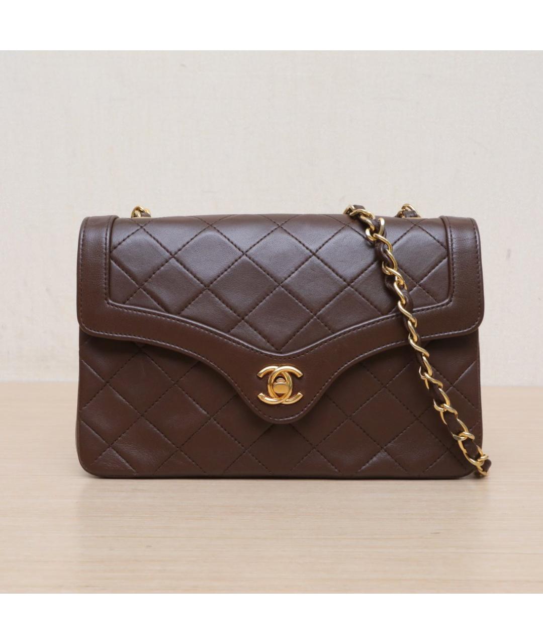 CHANEL Коричневая кожаная сумка через плечо, фото 3