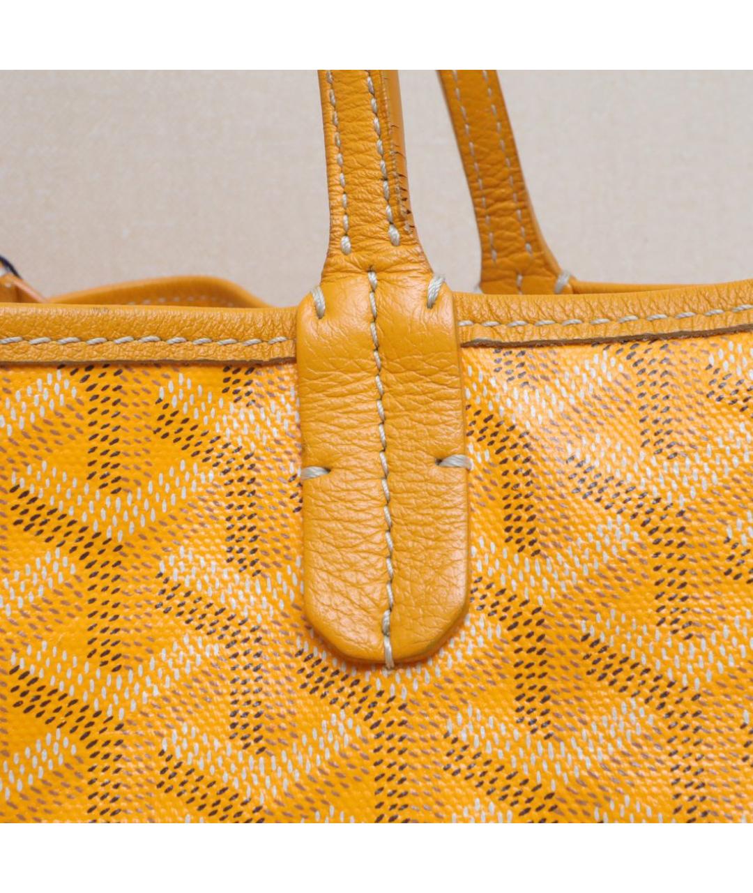 GOYARD Желтая кожаная сумка тоут, фото 8