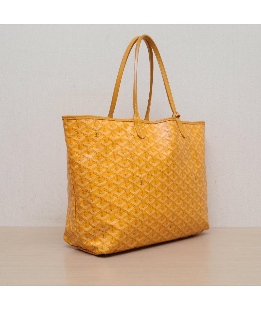 GOYARD Желтая кожаная сумка тоут, фото 6