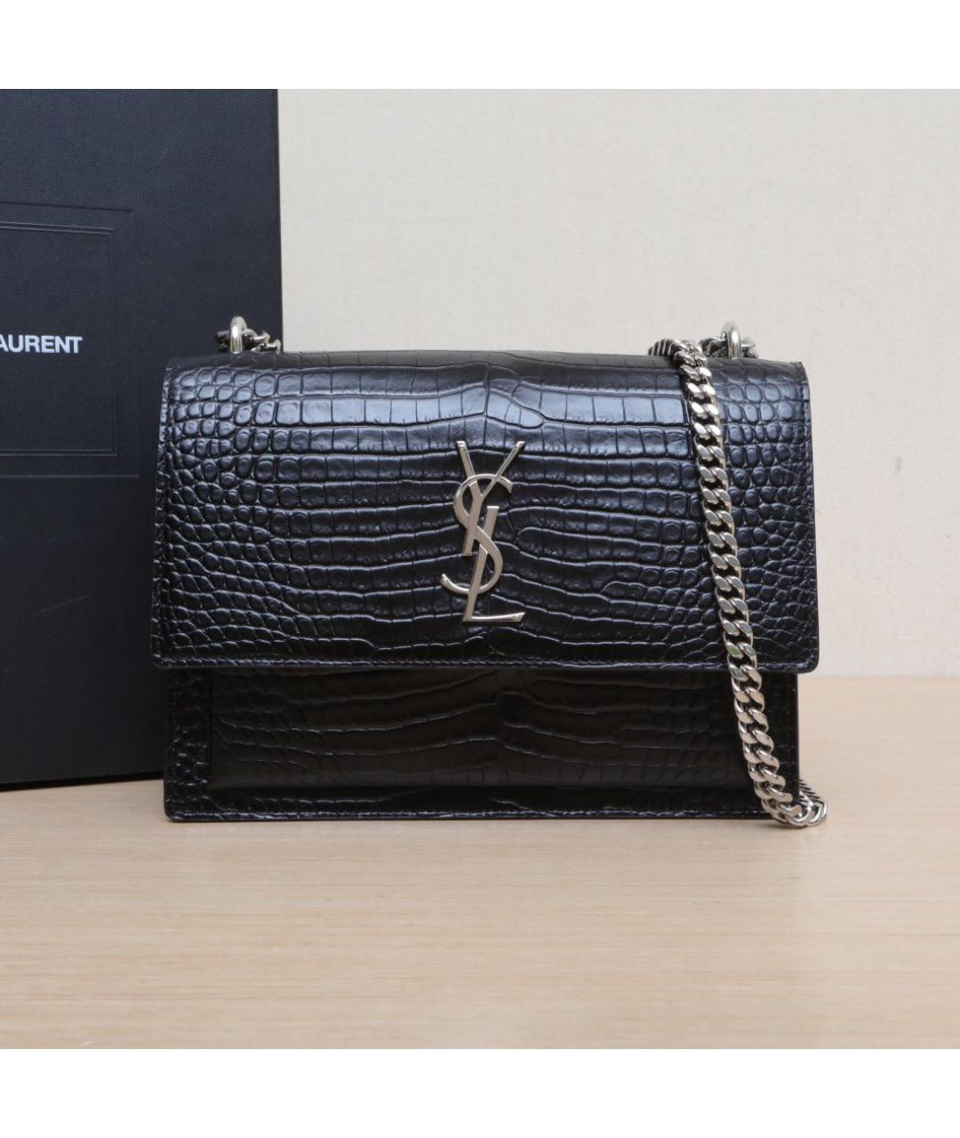 SAINT LAURENT Черная кожаная сумка через плечо, фото 2