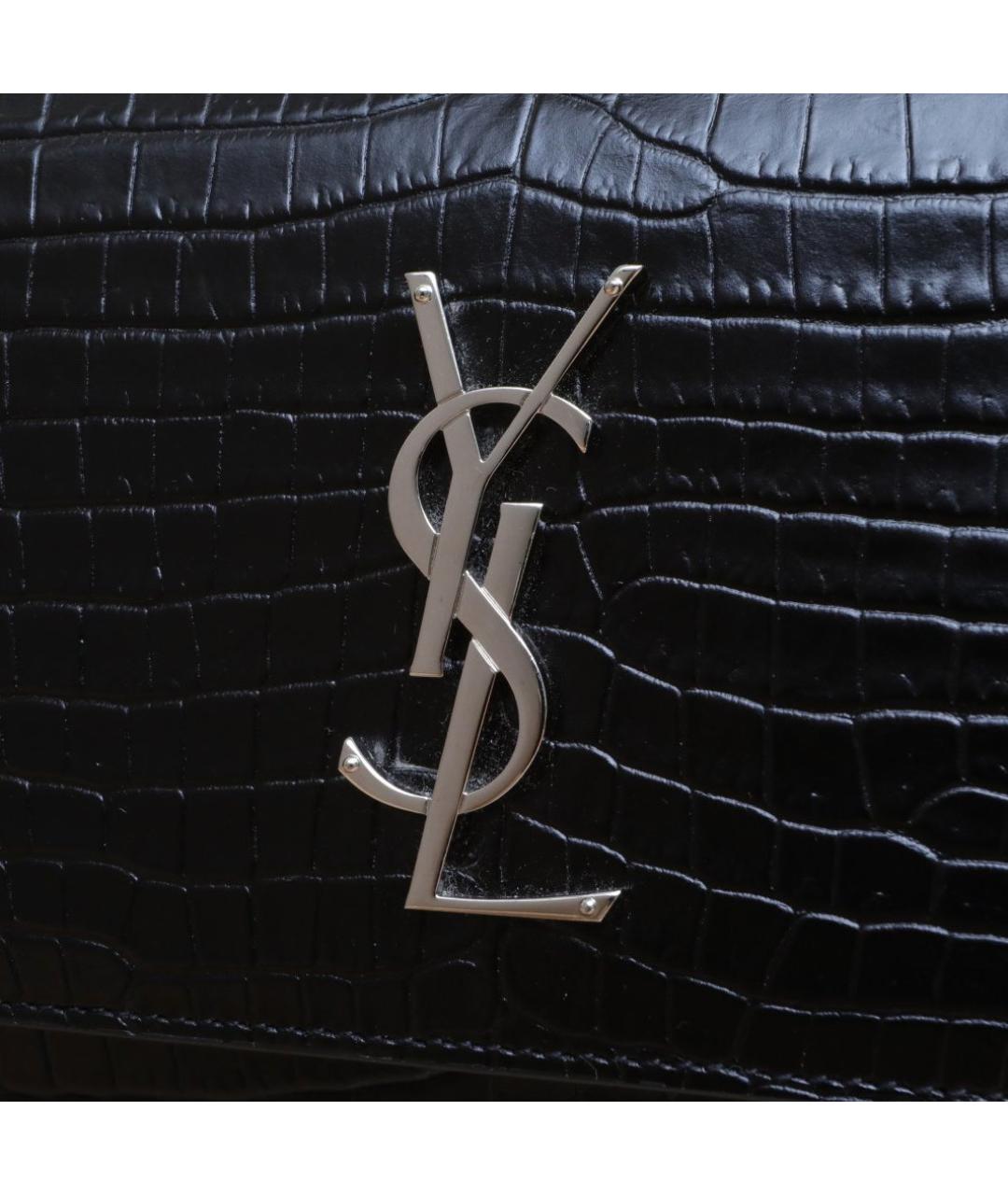 SAINT LAURENT Черная кожаная сумка через плечо, фото 8