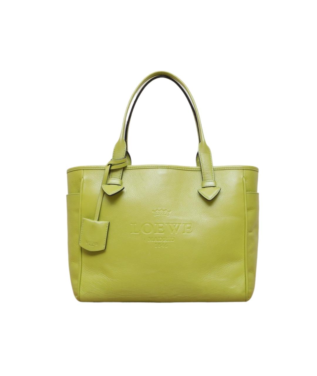 LOEWE Салатовая кожаная сумка тоут, фото 1