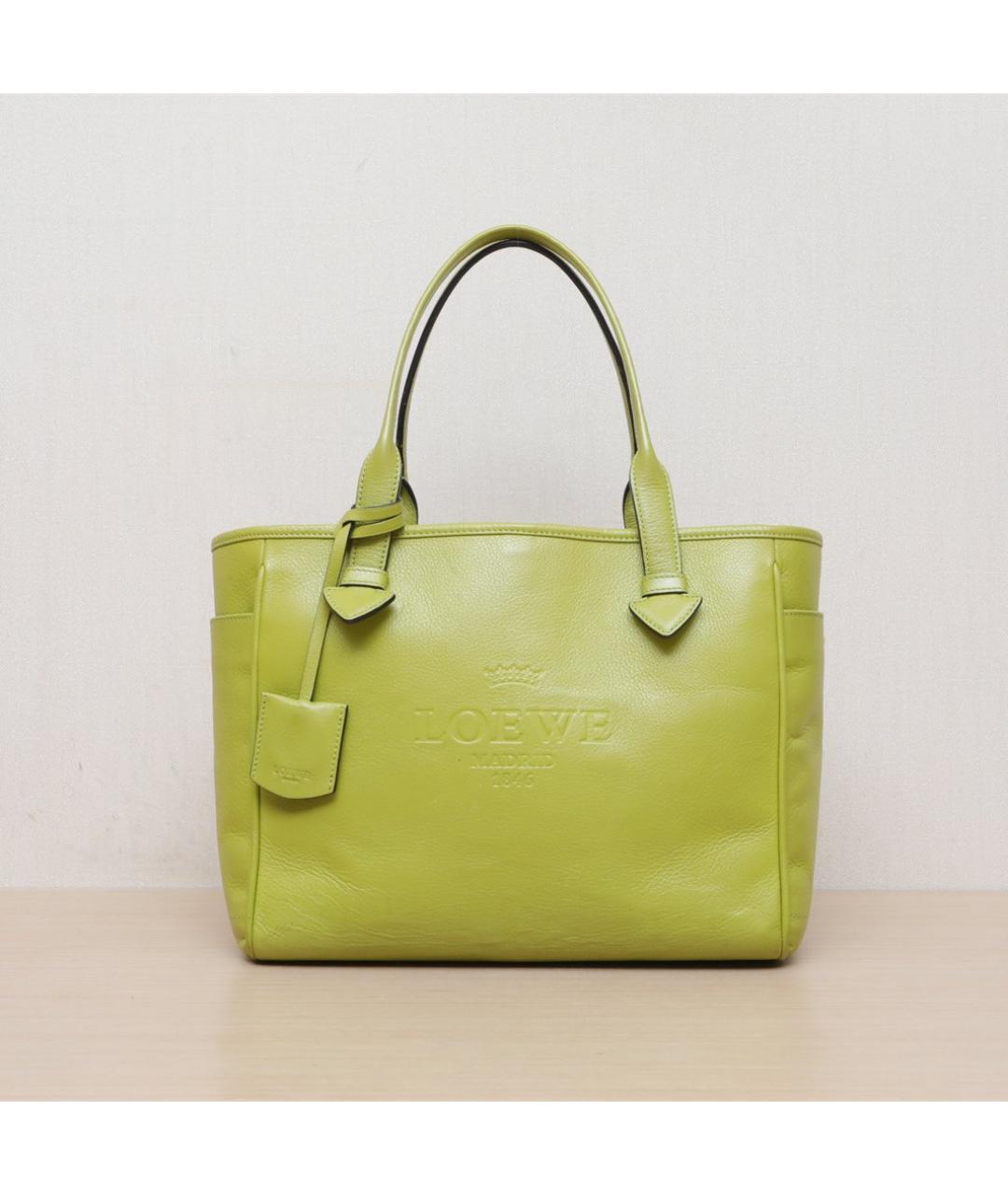 LOEWE Салатовая кожаная сумка тоут, фото 3