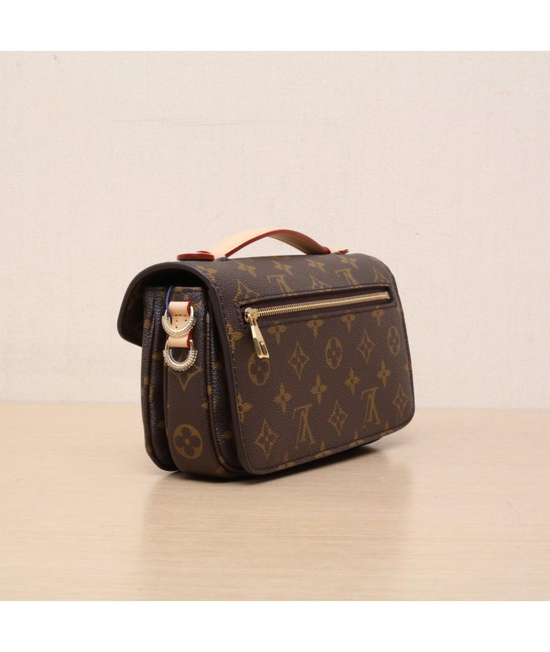 LOUIS VUITTON Коричневая кожаная сумка через плечо, фото 6