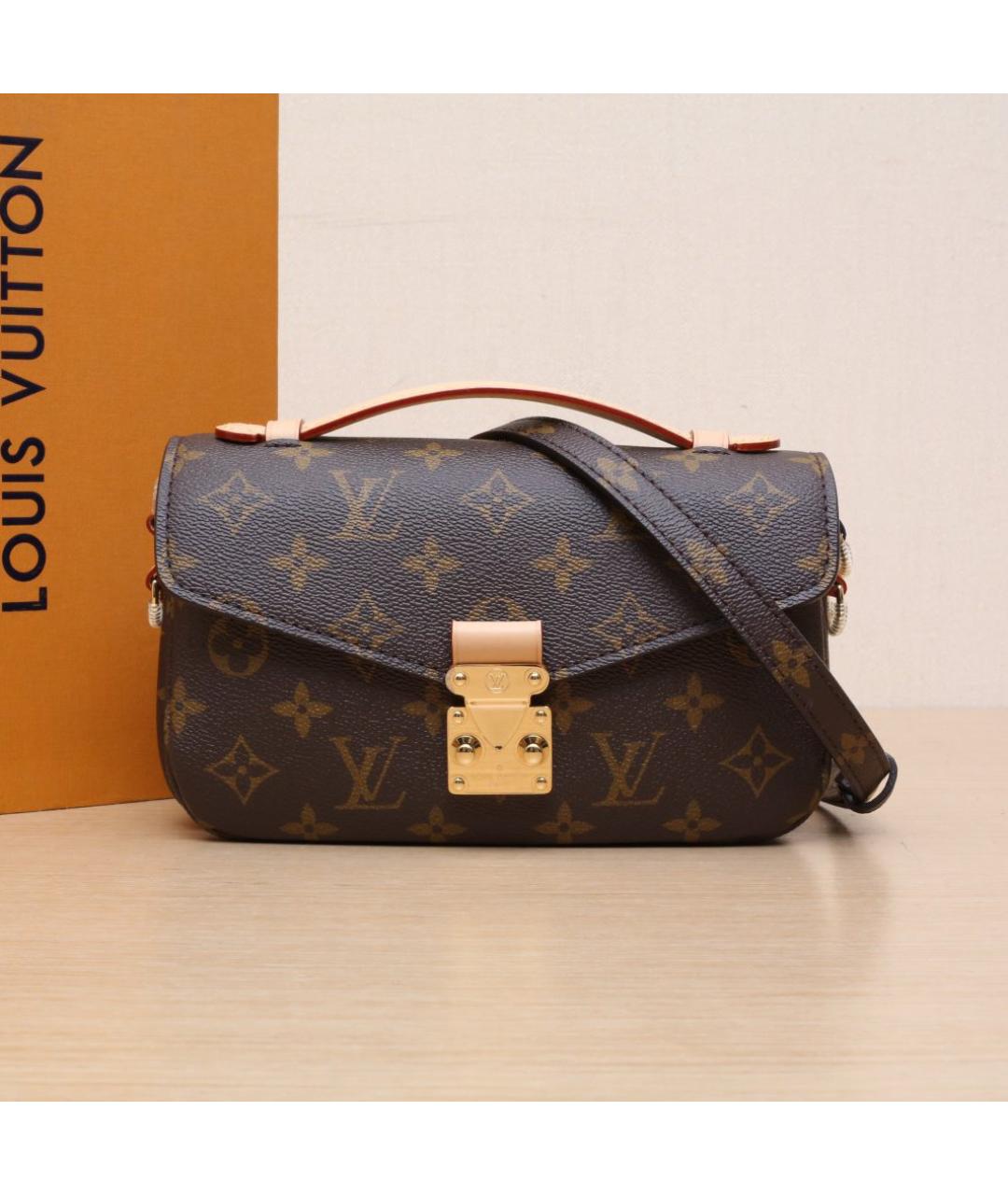 LOUIS VUITTON Коричневая кожаная сумка через плечо, фото 2