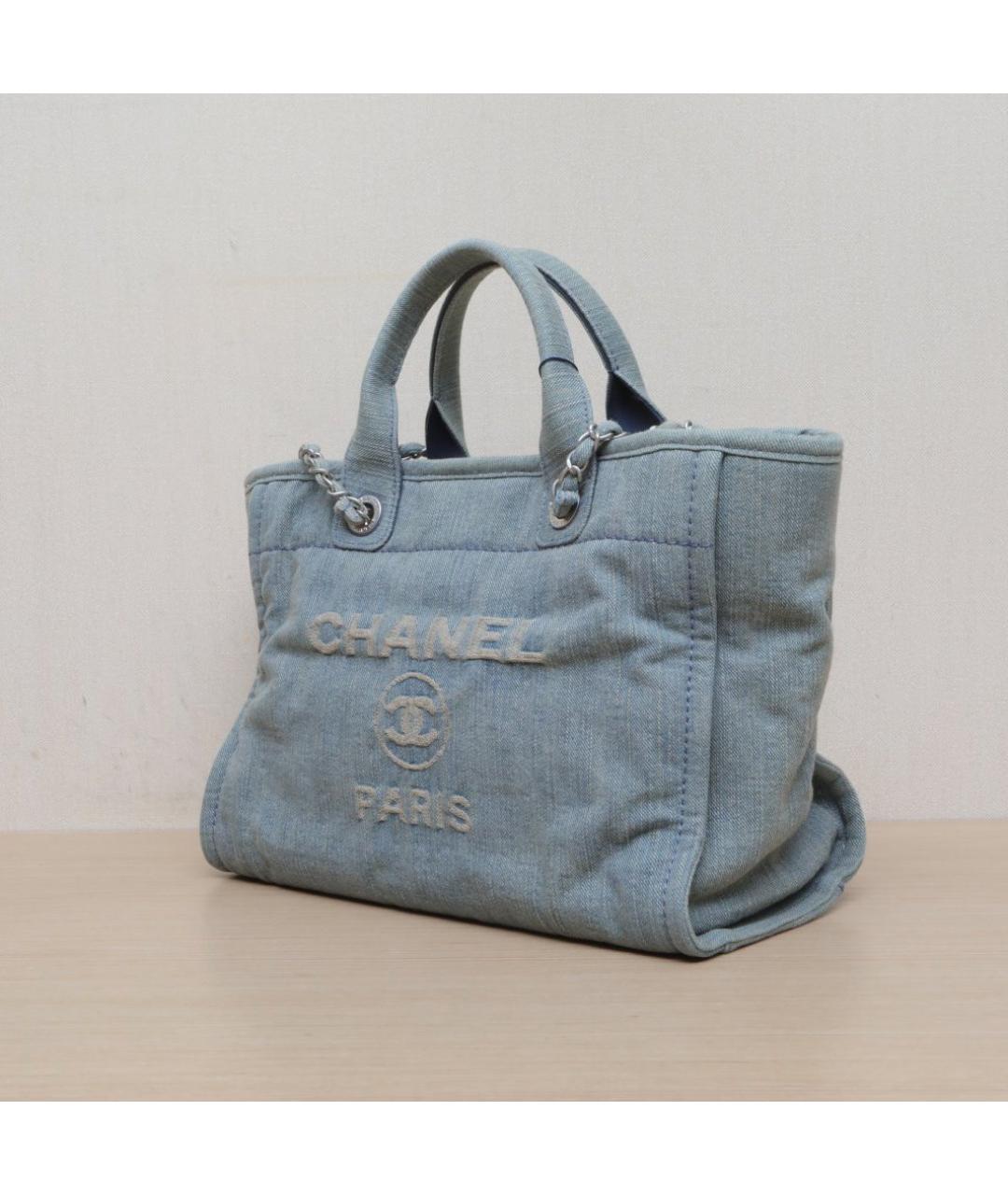 CHANEL Голубая деним сумка тоут, фото 4
