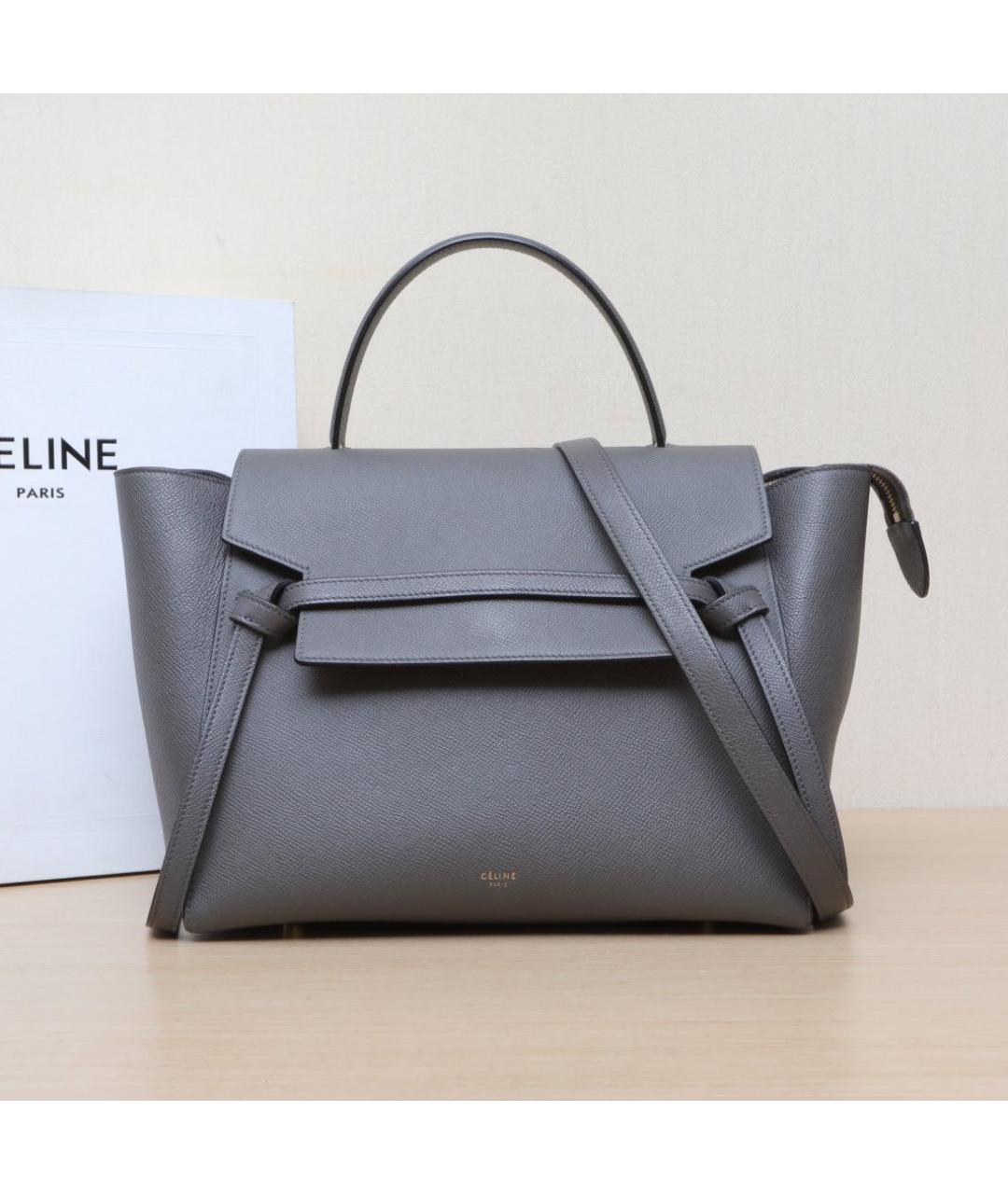 CELINE Серая кожаная сумка через плечо, фото 2