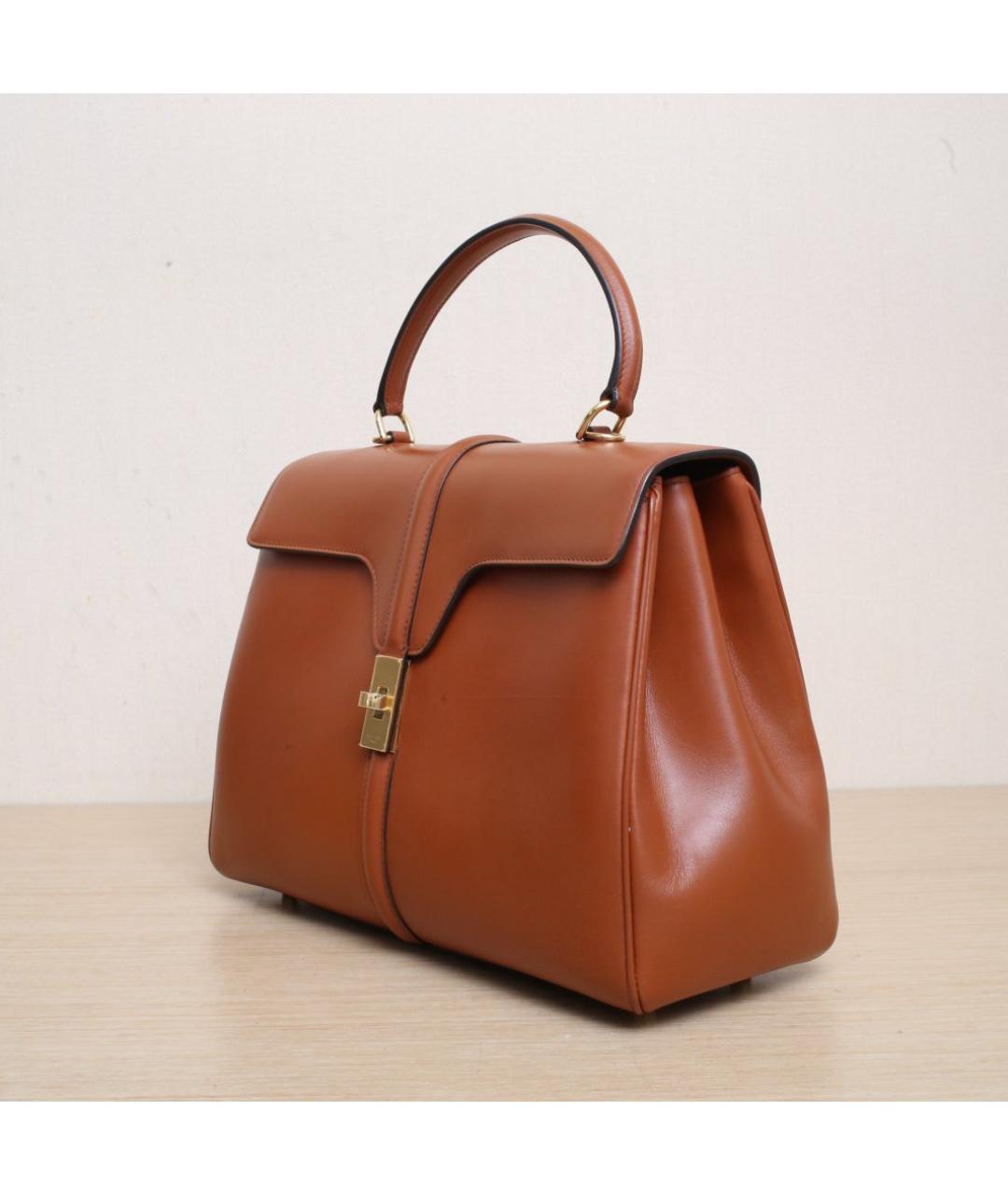 CELINE Коричневая кожаная сумка через плечо, фото 4
