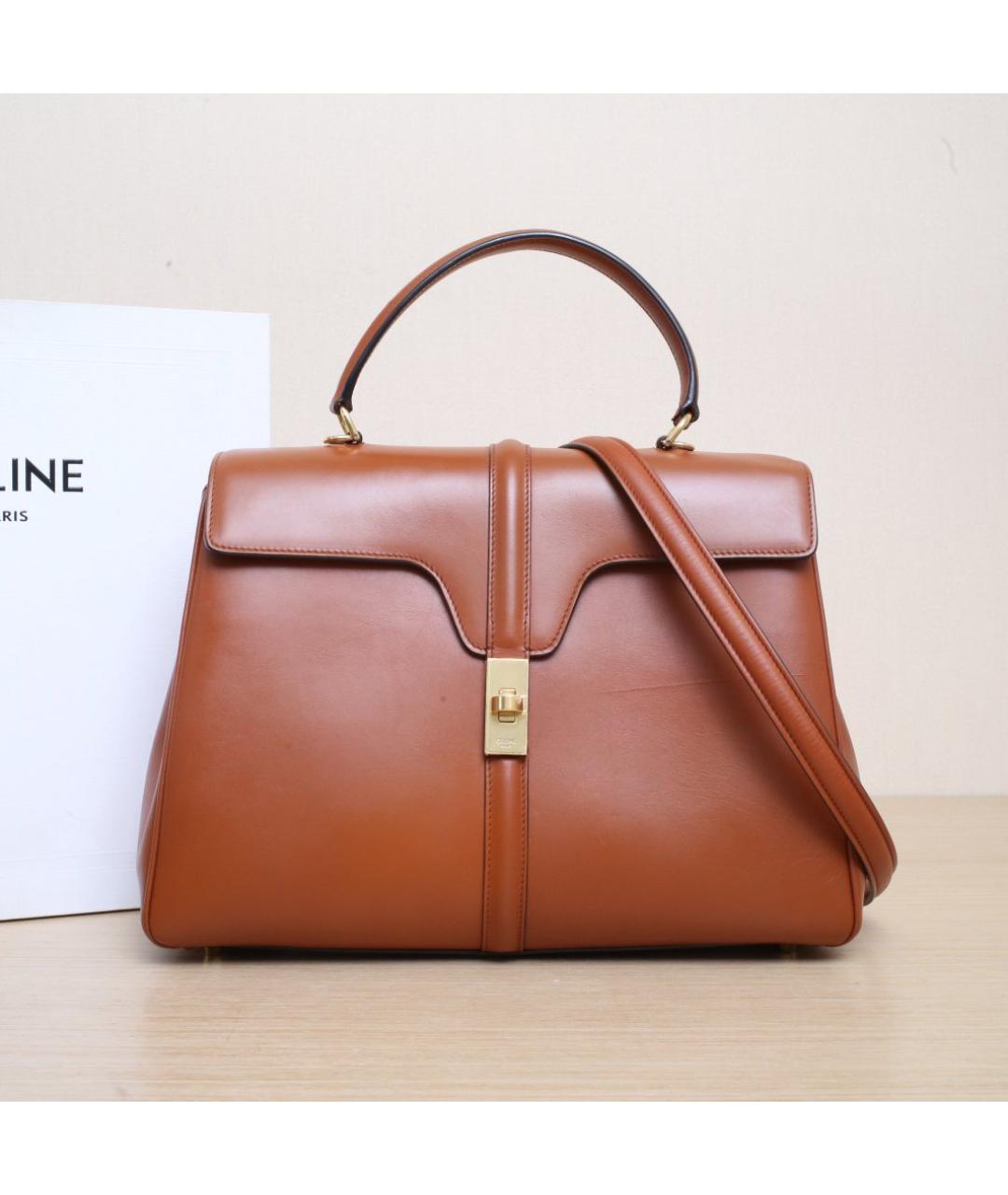CELINE Коричневая кожаная сумка через плечо, фото 2