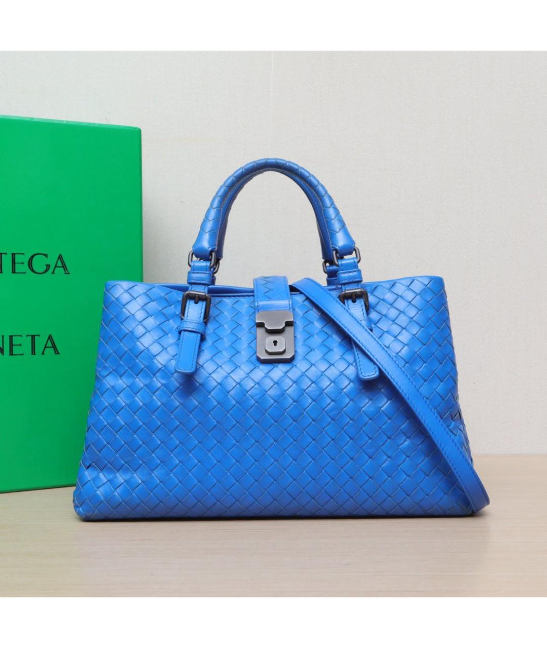 BOTTEGA VENETA Синяя кожаная сумка через плечо, фото 2