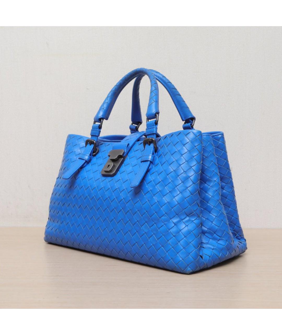 BOTTEGA VENETA Синяя кожаная сумка через плечо, фото 4