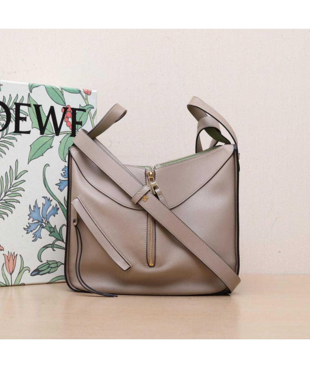 LOEWE Бежевая кожаная сумка через плечо, фото 2