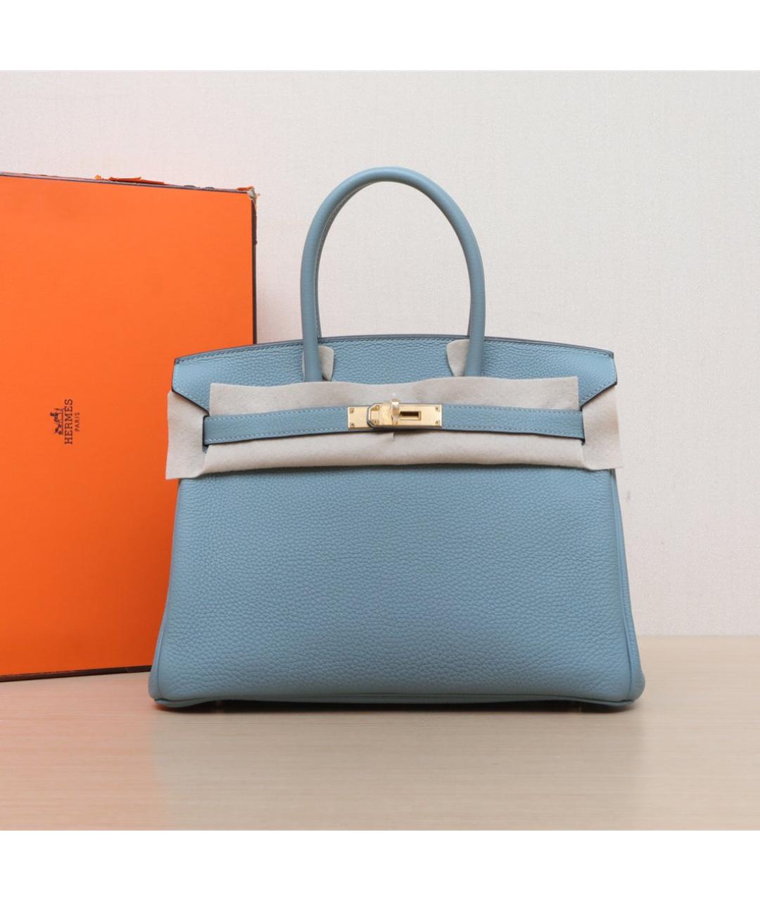 HERMES Голубая кожаная сумка через плечо, фото 2
