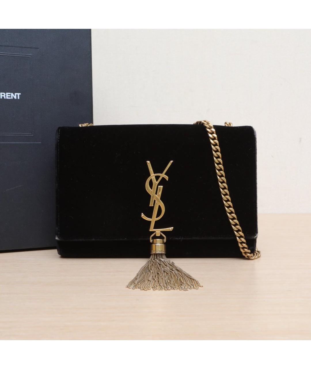 SAINT LAURENT Черная кожаная сумка через плечо, фото 2