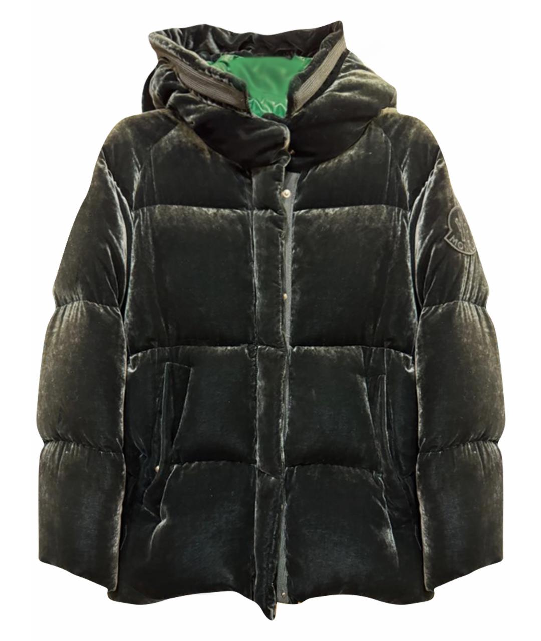 MONCLER Зеленый бархатный пуховик, фото 1