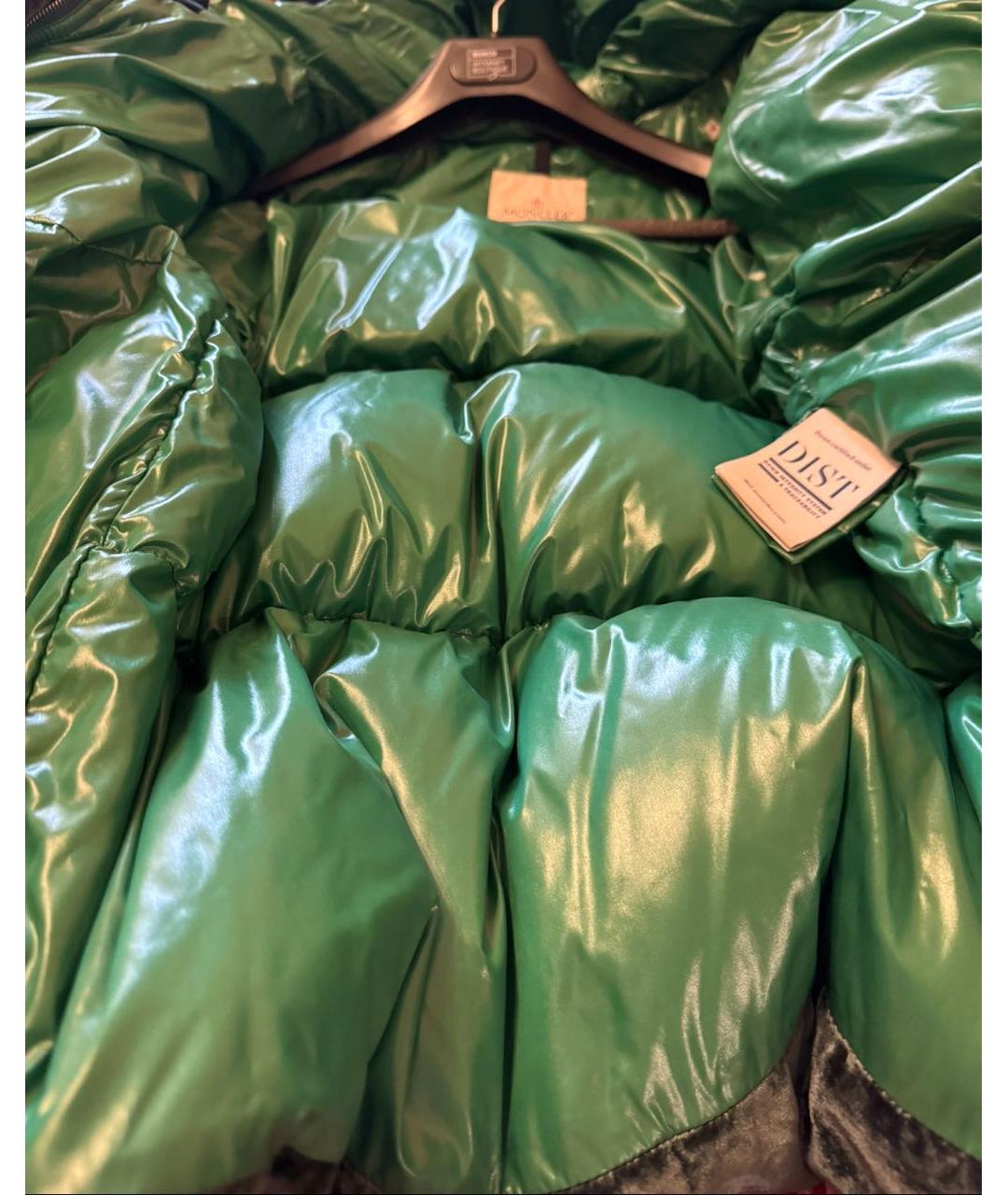 MONCLER Зеленый бархатный пуховик, фото 4
