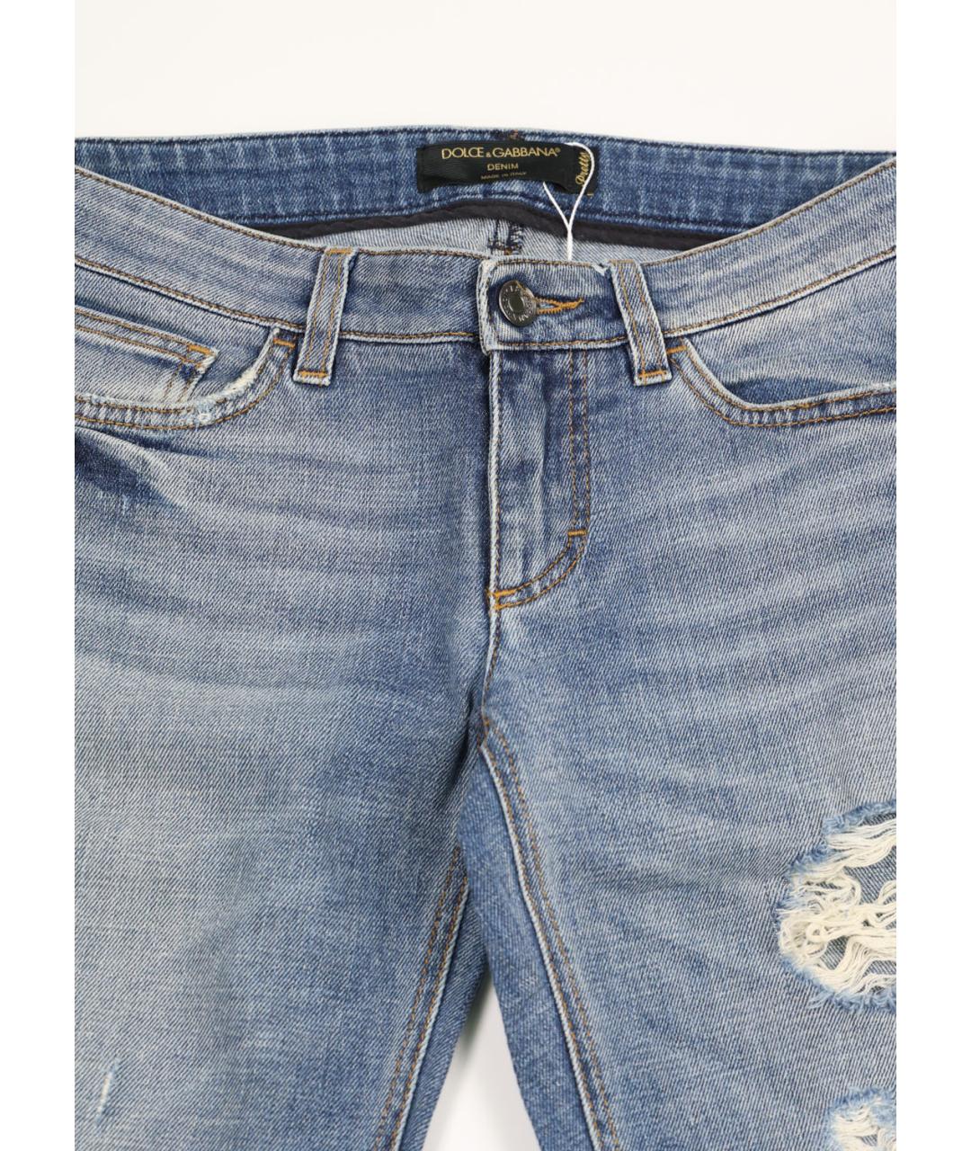 DOLCE&GABBANA Голубые хлопко-эластановые прямые джинсы, фото 5