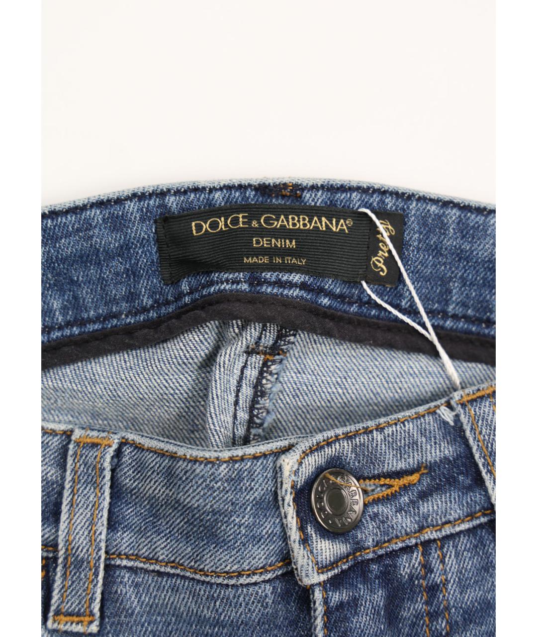 DOLCE&GABBANA Голубые хлопко-эластановые прямые джинсы, фото 3