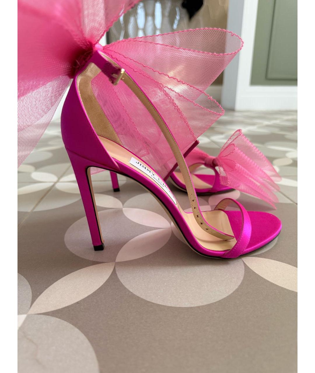 JIMMY CHOO Фуксия текстильные босоножки, фото 7