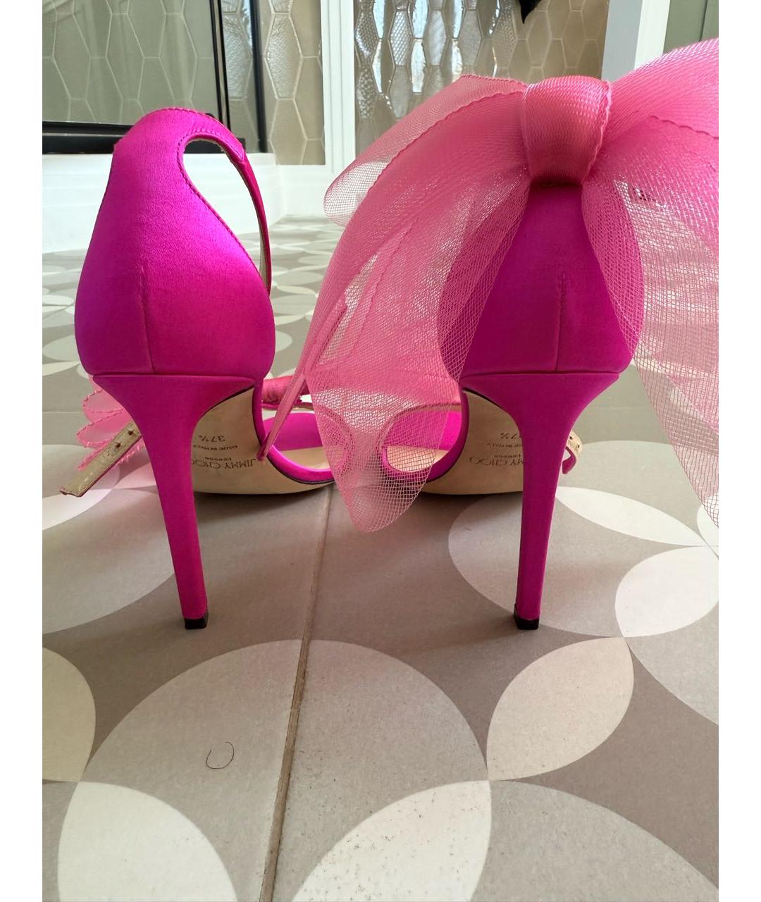 JIMMY CHOO Фуксия текстильные босоножки, фото 4