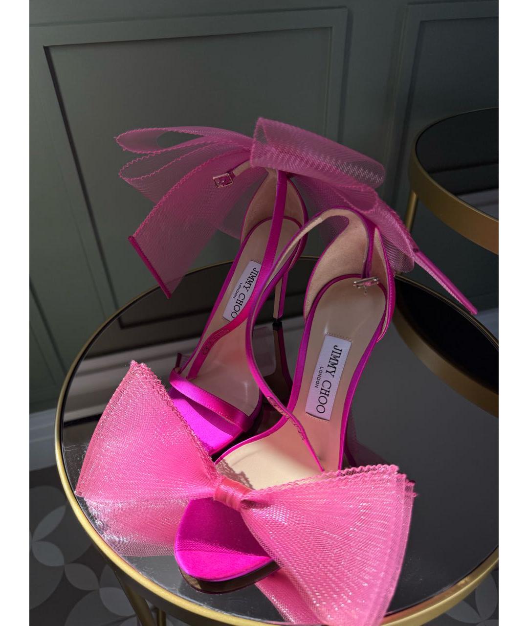 JIMMY CHOO Фуксия текстильные босоножки, фото 6